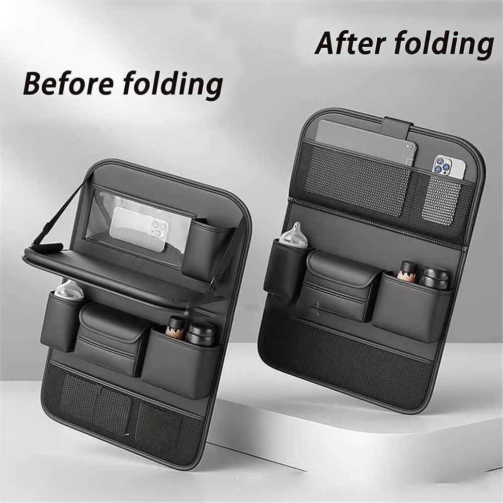🚗 Car Seat Back Organizer with Foldable Tray Table