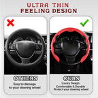 Nexi Customized Car Logo Breathable Ultra-thin 5D Leather & Carbon Car Steering Wheel Cover Universal Fit