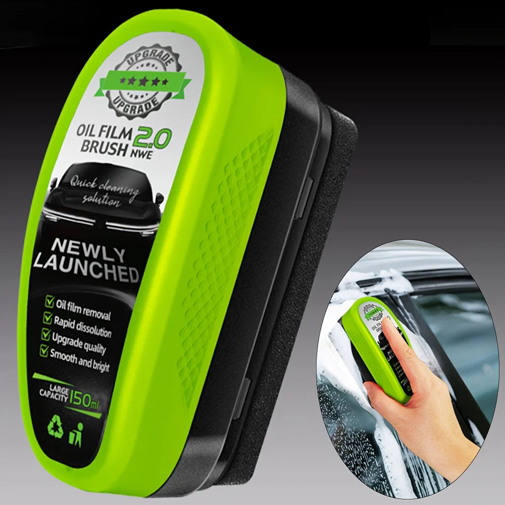 Glass Oil Film Cleaner | Windshield Cleaning Brush with Liquid Dispenser