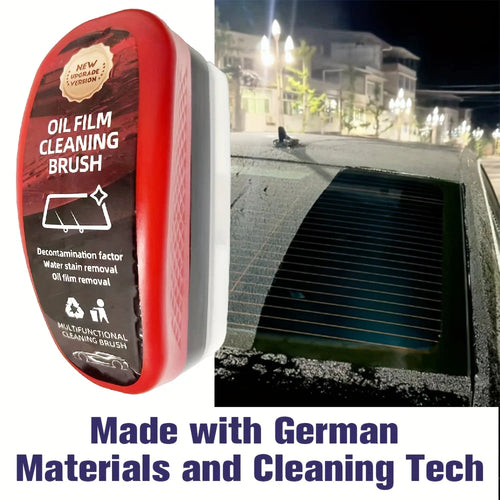 Glass Oil Film Cleaner | Windshield Cleaning Brush with Liquid Dispenser