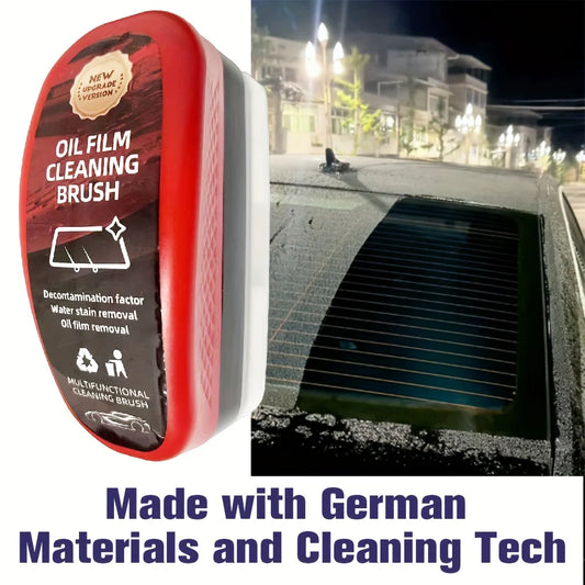 Glass Oil Film Cleaner | Windshield Cleaning Brush with Liquid Dispenser