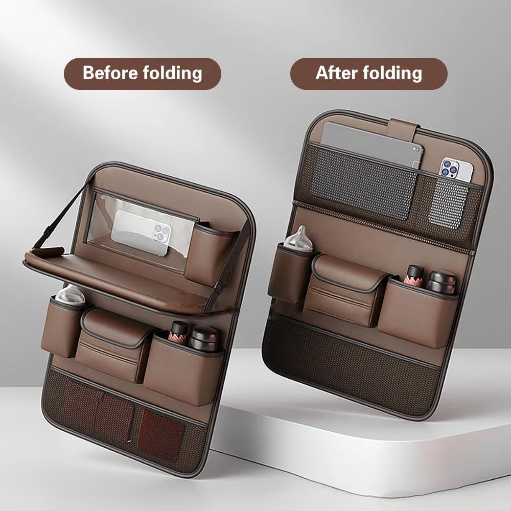 🚗 Car Seat Back Organizer with Foldable Tray Table