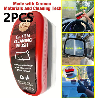 Glass Oil Film Cleaner | Windshield Cleaning Brush with Liquid Dispenser
