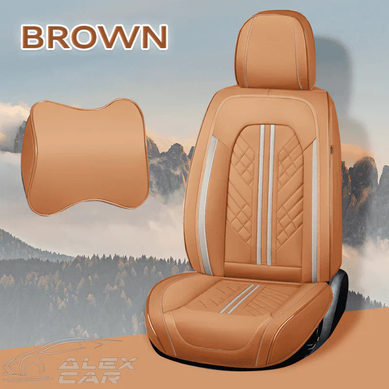 Zetas Car Seat Cushion Full Set Universal Waterproof Breathable Vehicle Leather Cover for Cars, SUV, Pick-up Truck