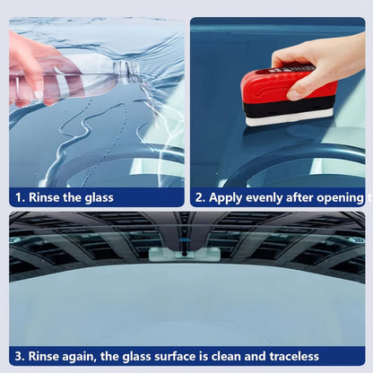 Glass Oil Film Cleaner | Windshield Cleaning Brush with Liquid Dispenser