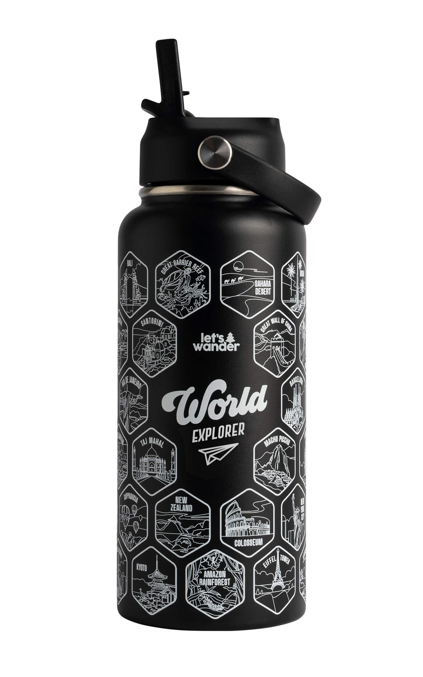 Lets Wander™ World Explorer Water Bottle + Sticker Set