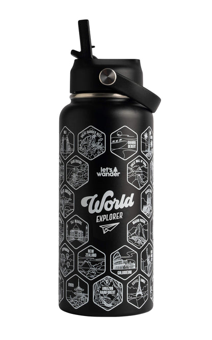 Lets Wander™ World Explorer Water Bottle + Sticker Set