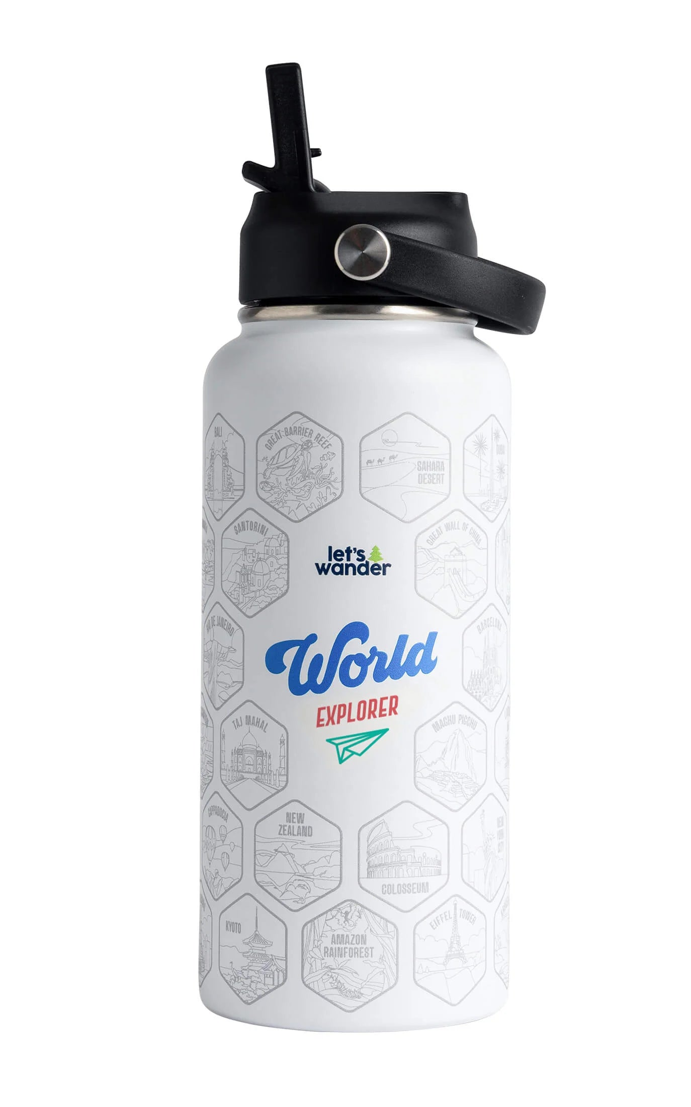 Lets Wander™ World Explorer Water Bottle + Sticker Set