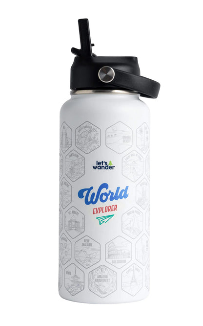 Lets Wander™ World Explorer Water Bottle + Sticker Set
