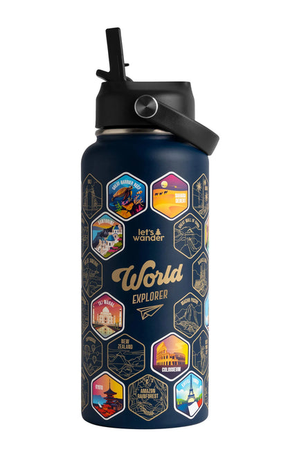 Lets Wander™ World Explorer Water Bottle + Sticker Set